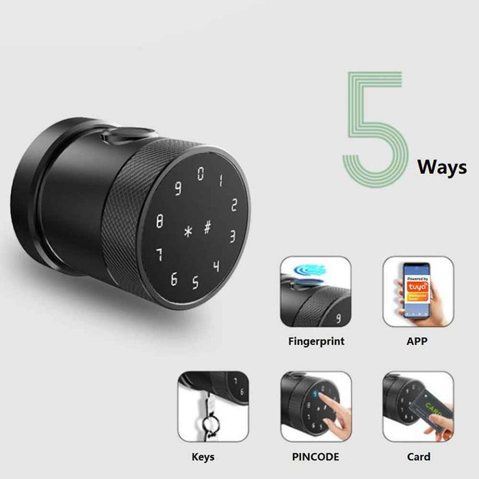 IntelliLock Round IL-R1 5-in-1 Digital Pad Smart Door Lock With Fingerprint (0.5s), PIN, Card, Key & Tuya App & Bluetooth