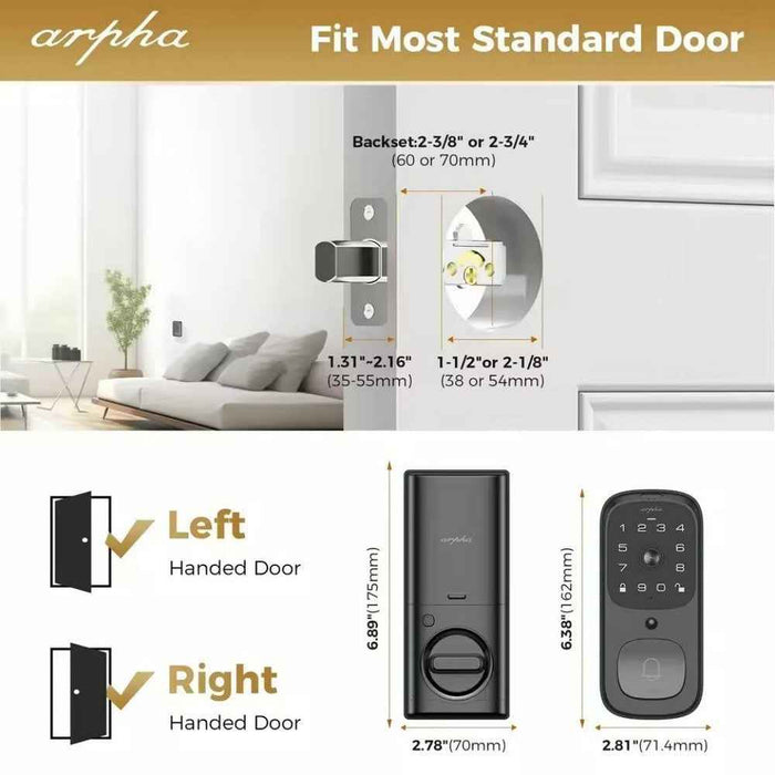 IntelliLock IL-VD1 4-in-1 Smart Video Door Lock With Built-in Doorbell And 2-Way Audio & Self-Learning Fingerprint & 128 GB Local Storage