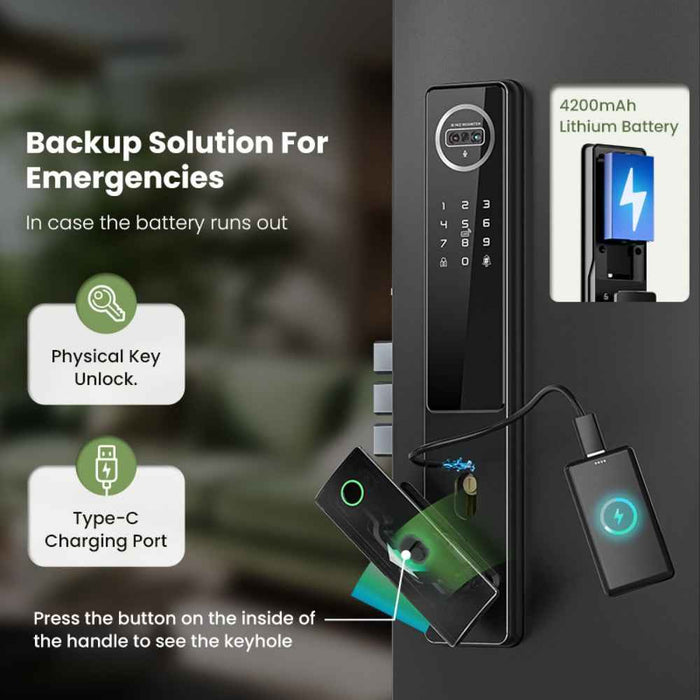 IntelliLock IL-VU1 6-in-1 Smart Video Pro Door Lock With 3D Face Recognition And Two-Way Audio And Virtual & Temporary Passwords