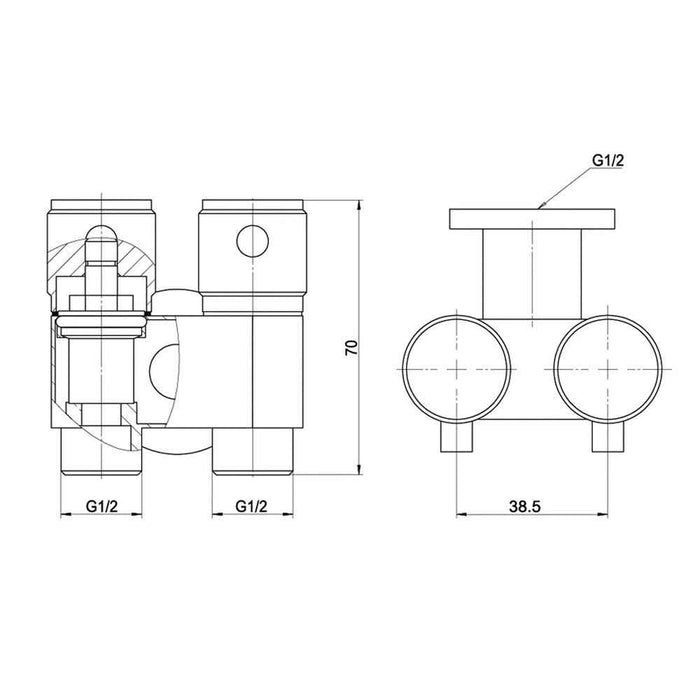 Amoza DN15 Stainless Steel 1/4 Turn Ceramic Disc Spindle Dual Cistern Tap