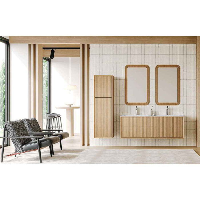 1200mm Sunny BPA MDF Cabinet With Ceramic Double Bowl Basin 2-Silver Mirrors And Tall Boy Wall Hung Vanity