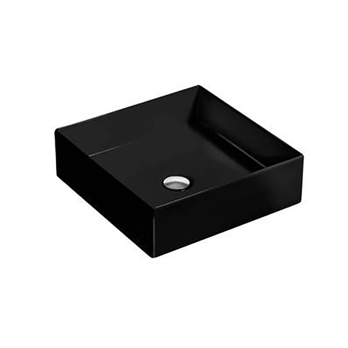 395*395*120mm Kohler Mica Matt Black Ceramic Square Vessel Slim Rim Above Counter Basins