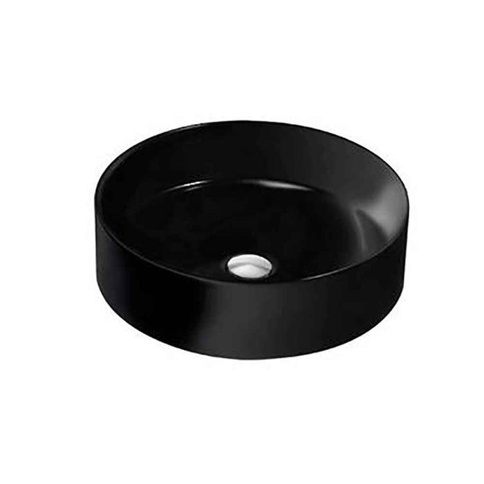 410*410*120mm Kohler Mica Matt Black Ceramic Round Vessel Slim Rim Above Counter Basins