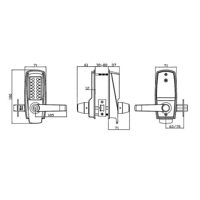 IntelliLock IL-700 Digital Door Lock With Handle & On-Door No Key Code Change & Battery-Free Operation