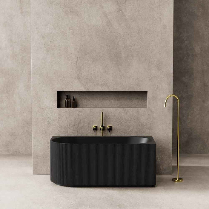 1500-1700*800*580mm Poseidon Capri Gloss White/Matt White/Matt Black Oval Fluted Acrylic Corner Back Bathtub