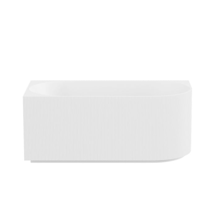 1500-1700*800*580mm Poseidon Capri Gloss White/Matt White/Matt Black Oval Fluted Acrylic Corner Back Bathtub