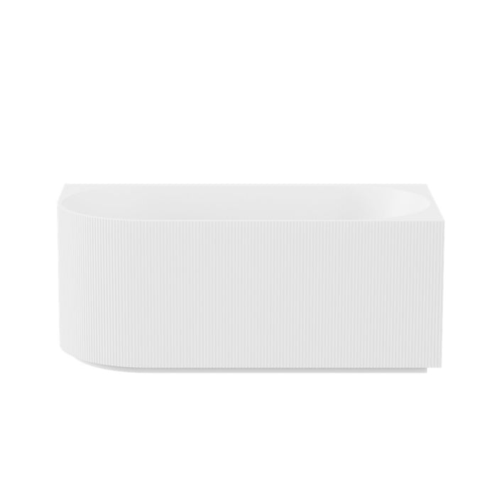 1500-1700*800*580mm Poseidon Capri Gloss White/Matt White/Matt Black Oval Fluted Acrylic Corner Back Bathtub