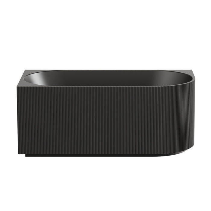 1500-1700*800*580mm Poseidon Capri Gloss White/Matt White/Matt Black Oval Fluted Acrylic Corner Back Bathtub