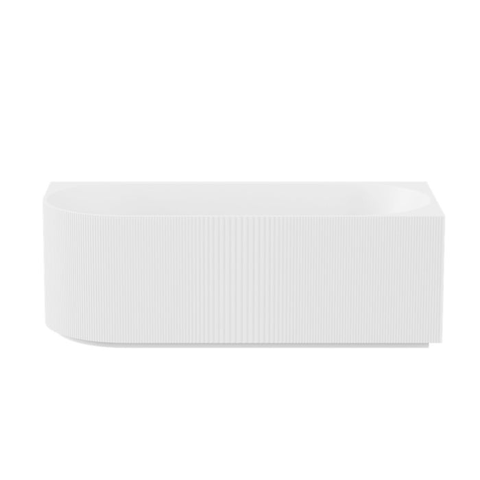 1500-1700*800*580mm Poseidon Capri Gloss White/Matt White/Matt Black Oval Fluted Acrylic Corner Back Bathtub
