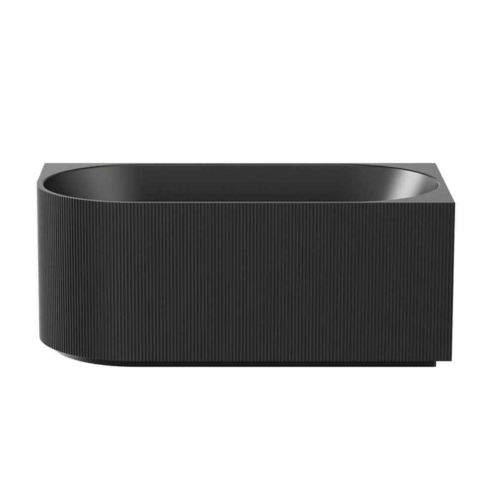 1500-1700*800*580mm Poseidon Capri Gloss White/Matt White/Matt Black Oval Fluted Acrylic Corner Back Bathtub