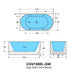 1500-1700*800*580mm Poseidon Capri Gloss White/Matt White/Matt Black Oval Fluted Acrylic Corner Back Bathtub