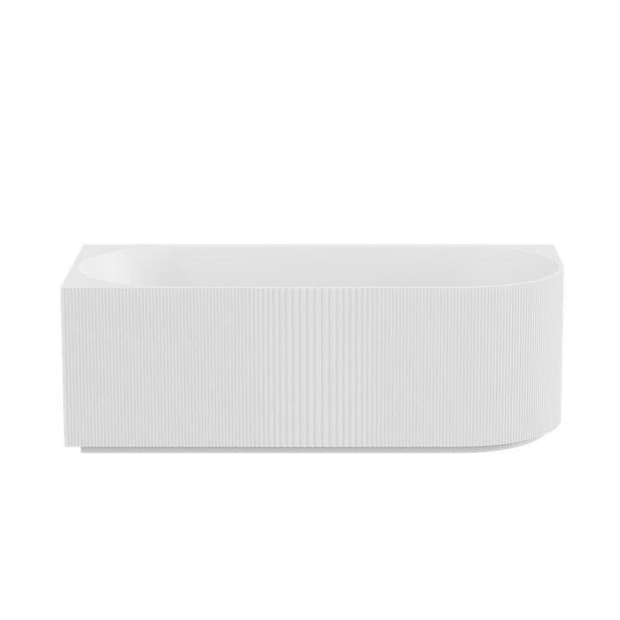 1500-1700*800*580mm Poseidon Capri Gloss White/Matt White/Matt Black Oval Fluted Acrylic Corner Back Bathtub