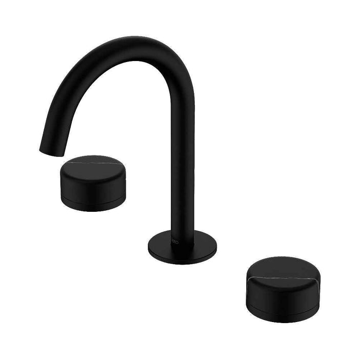 Nero Serenity Lead Free DZR Brass And Natural Marble Basin Set Arc Spout With Marquina Black Handle