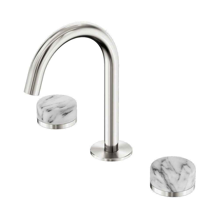 Nero Serenity Lead Free DZR Brass And Natural Marble Basin Set Arc Spout With Arabescato Corchia Handle