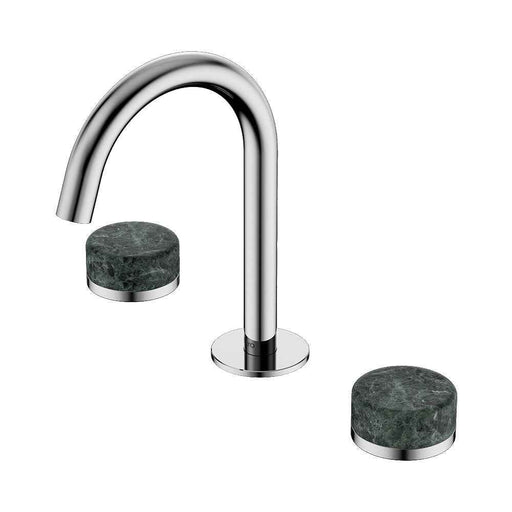 Nero Serenity Lead Free DZR Brass And Natural Marble Basin Set Arc Spout With Verde Alpi Handle