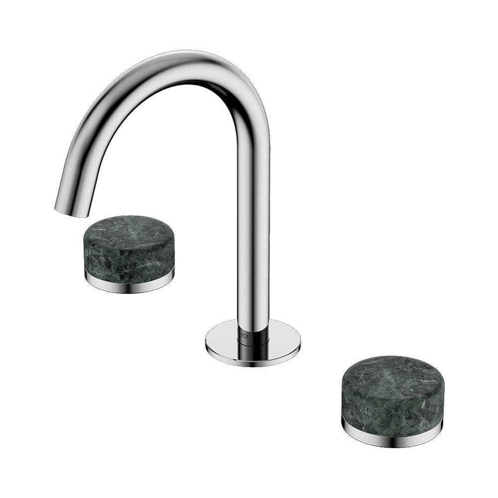 Nero Serenity Lead Free DZR Brass And Natural Marble Basin Set Arc Spout With Verde Alpi Handle
