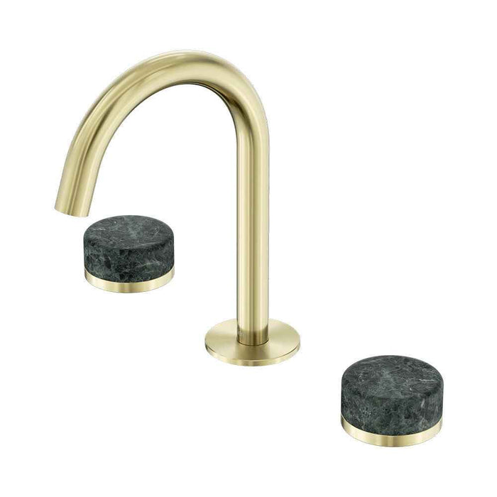 Nero Serenity Lead Free DZR Brass And Natural Marble Basin Set Arc Spout With Verde Alpi Handle