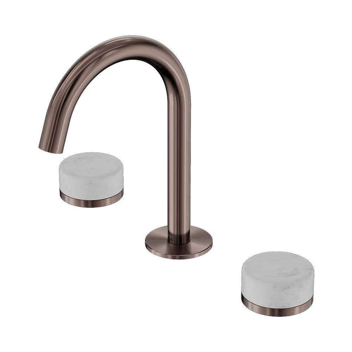 Nero Serenity Lead Free DZR Brass And Natural Marble Basin Set Arc Spout With Carrara Handle