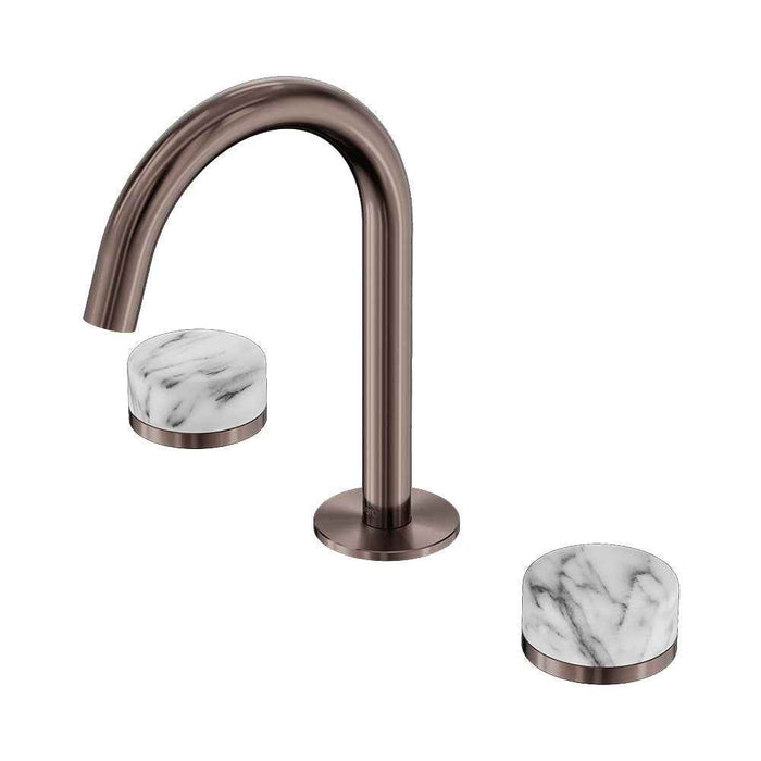 Nero Serenity Lead Free DZR Brass And Natural Marble Basin Set Arc Spout With Arabescato Corchia Handle