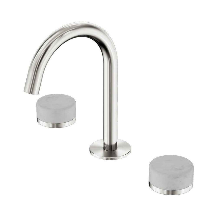 Nero Serenity Lead Free DZR Brass And Natural Marble Basin Set Arc Spout With Carrara Handle