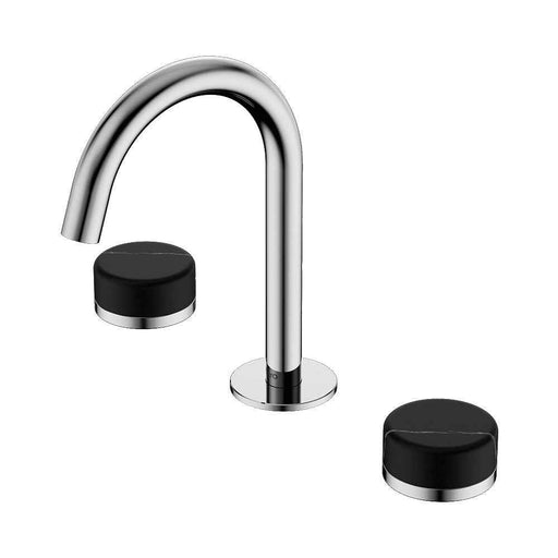 Nero Serenity Lead Free DZR Brass And Natural Marble Basin Set Arc Spout With Marquina Black Handle