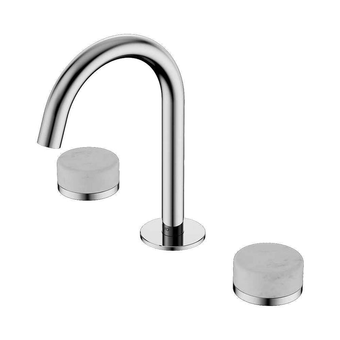Nero Serenity Lead Free DZR Brass And Natural Marble Basin Set Arc Spout With Carrara Handle