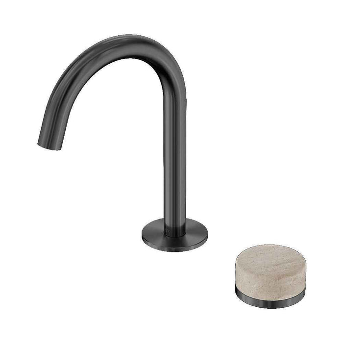 Nero Serenity Progressive Lead-Free DZR Brass Basin Mixer With Rome Travertine Handle