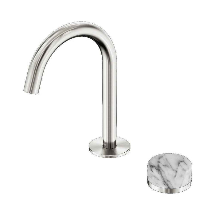 Nero Serenity Progressive Lead-Free DZR Brass Basin Mixer With Arabescato Corchia Handle