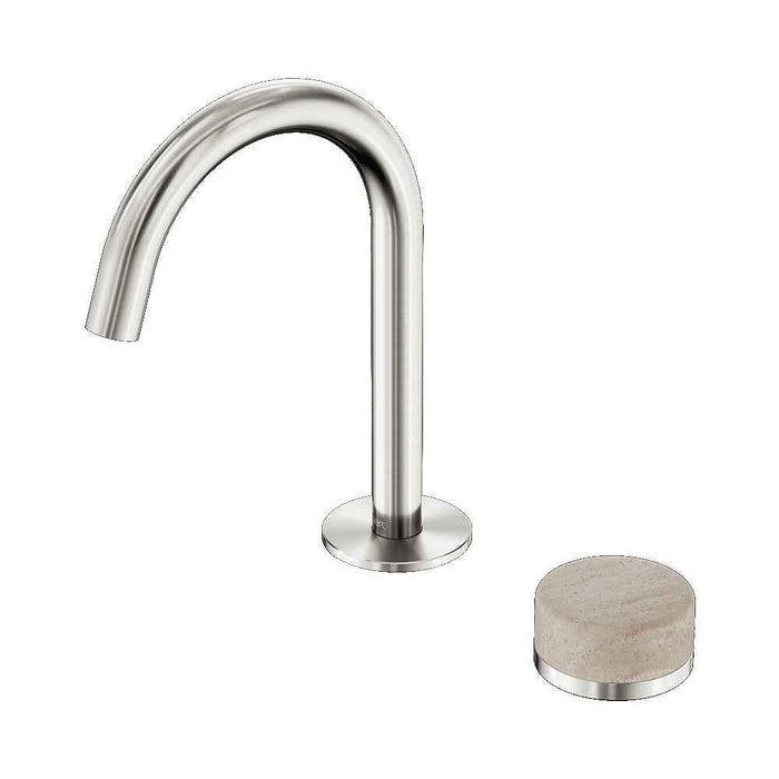 Nero Serenity Progressive Lead-Free DZR Brass Basin Mixer With Rome Travertine Handle