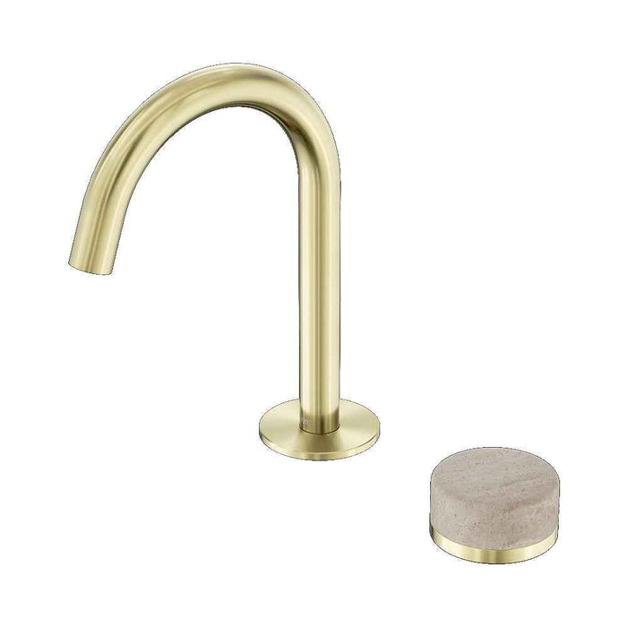 Nero Serenity Progressive Lead-Free DZR Brass Basin Mixer With Rome Travertine Handle
