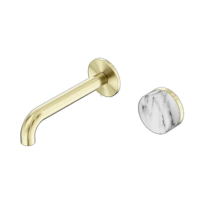 160mm Nero Serenity Progressive Lead-Free DZR Brass Wall Basin Mixer With Arabescato Corchia Handle