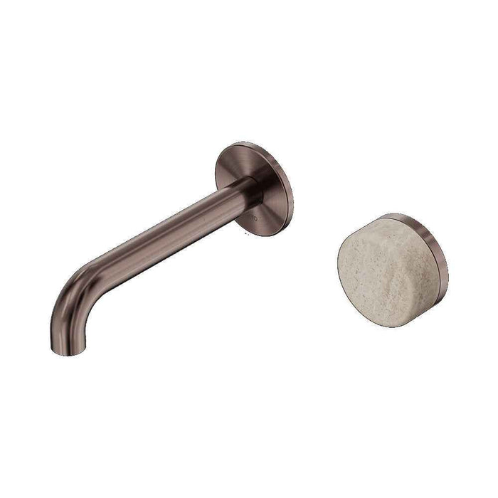 160mm Nero Serenity Progressive Lead-Free DZR Brass Wall Basin Mixer With Rome Travertine Handle