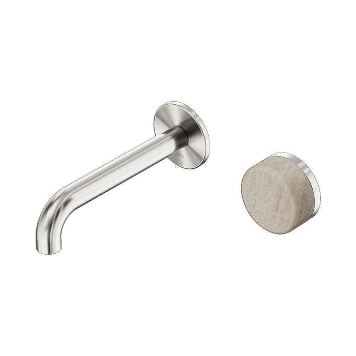 160mm Nero Serenity Progressive Lead-Free DZR Brass Wall Basin Mixer With Rome Travertine Handle