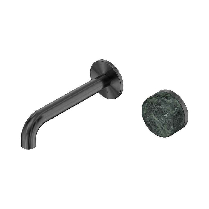 160mm Nero Serenity Progressive Lead-Free DZR Brass Wall Basin Mixer With Verde Alpi Handle