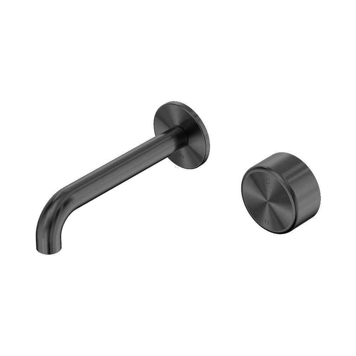 160mm Nero Serenity Progressive Lead-Free DZR Brass Wall Basin Mixer With Metal Handle