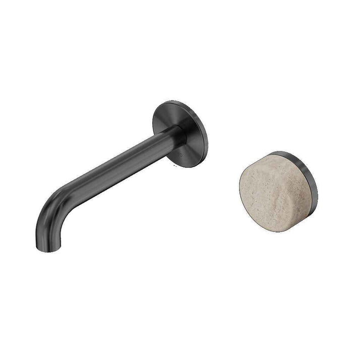 160mm Nero Serenity Progressive Lead-Free DZR Brass Wall Basin Mixer With Rome Travertine Handle