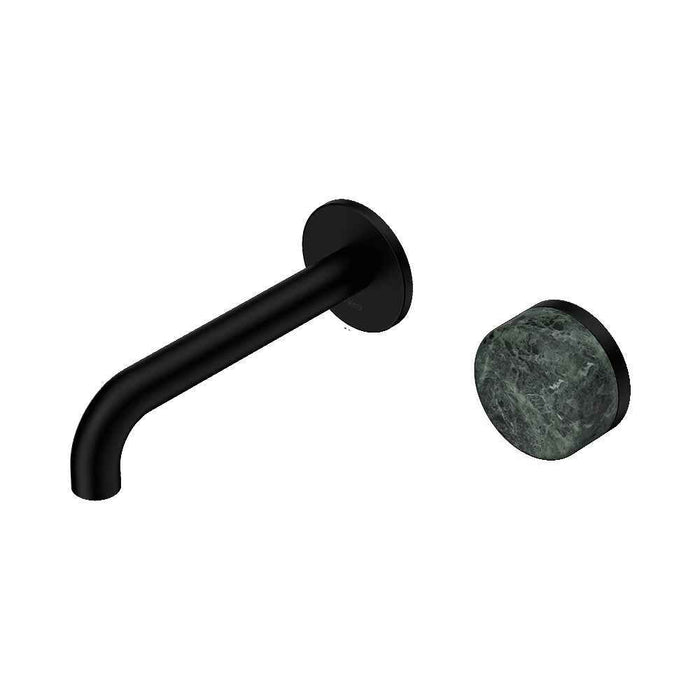 160mm Nero Serenity Progressive Lead-Free DZR Brass Wall Basin Mixer With Verde Alpi Handle