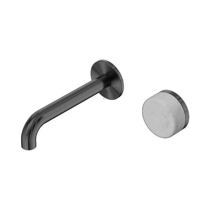 160mm Nero Serenity Progressive Lead-Free DZR Brass Wall Basin Mixer With Carrara Handle