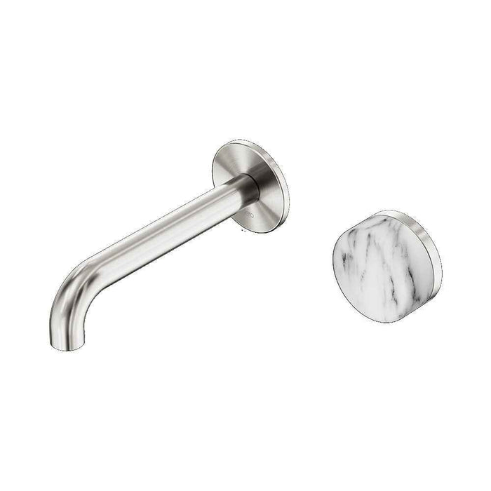 160mm Nero Serenity Progressive Lead-Free DZR Brass Wall Basin Mixer With Arabescato Corchia Handle