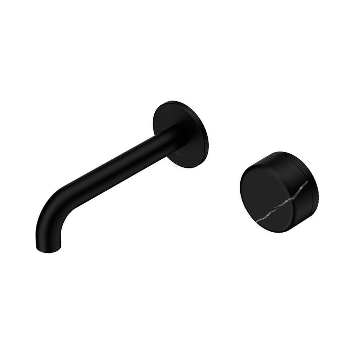 160mm Nero Serenity Progressive Lead-Free DZR Brass Wall Basin Mixer With Marquina Black Handle