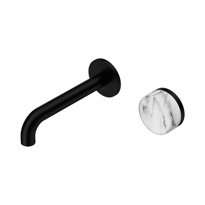 160mm Nero Serenity Progressive Lead-Free DZR Brass Wall Basin Mixer With Arabescato Corchia Handle