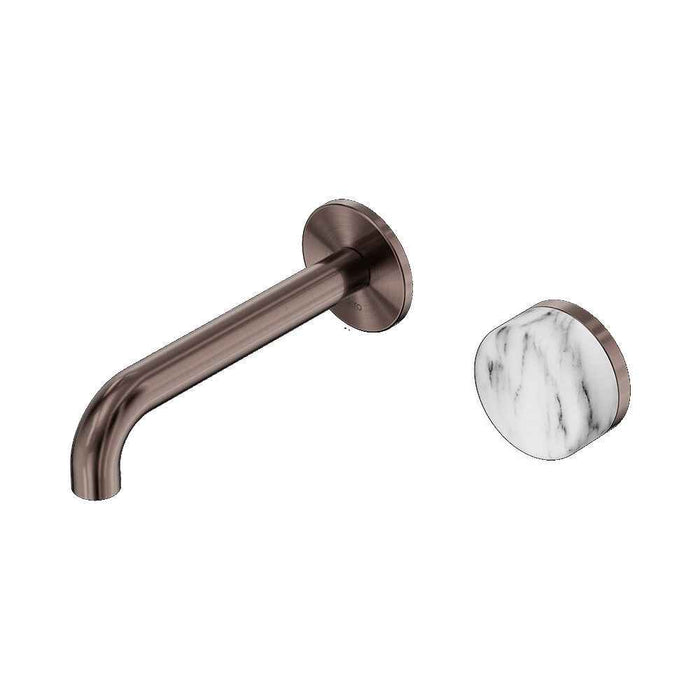 160mm Nero Serenity Progressive Lead-Free DZR Brass Wall Basin Mixer With Arabescato Corchia Handle