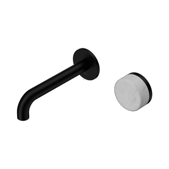 160mm Nero Serenity Progressive Lead-Free DZR Brass Wall Basin Mixer With Carrara Handle