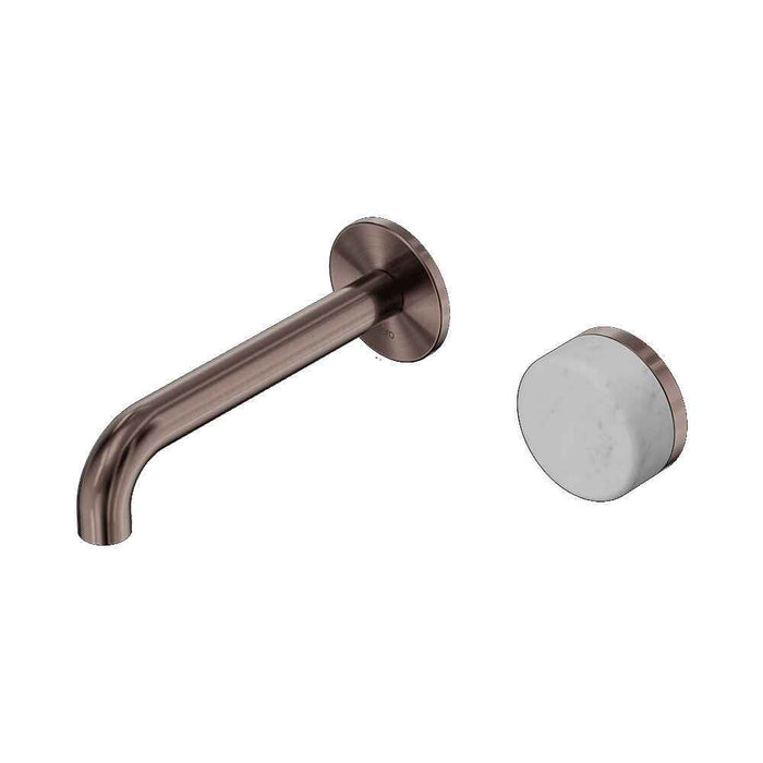 160mm Nero Serenity Progressive Lead-Free DZR Brass Wall Basin Mixer With Carrara Handle