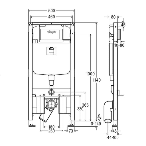 Viega Prevista Dry In-Wall Cistern and Frame For Wall Hung Pan