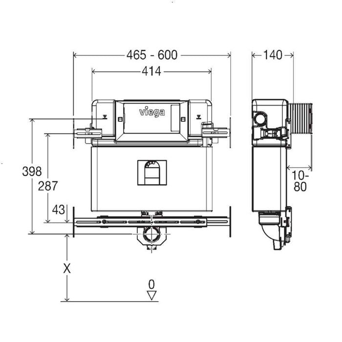 Viega Prevista Pure Mid-Level Under Counter Concealed Cistern For Wall Faced Pan