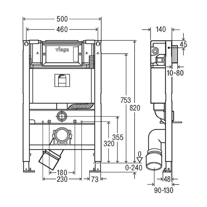 Viega Prevista Dry Under Counter Concealed Cistern For Wall Hung/Mounted Pan