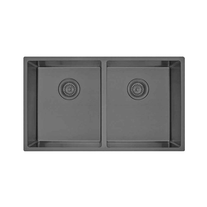 860*440*200*1.2mm MN Stainless Steel Gun Metal Round Corner Double Bowl Top Mount or Undermount PVD Sink