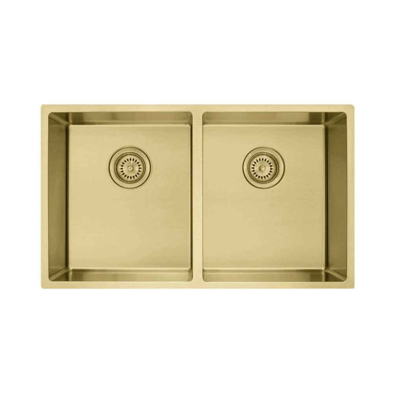 860*440*200*1.2mm MN Stainless Steel Light Gold Round Corner Double Bowl Top Mount or Undermount PVD Sink