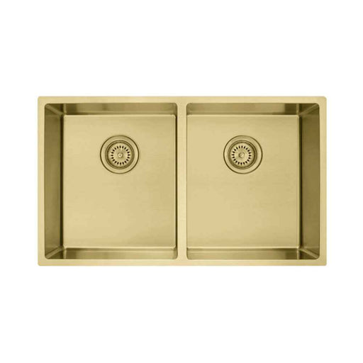 860*440*200*1.2mm MN Stainless Steel Light Gold Round Corner Double Bowl Top Mount or Undermount PVD Sink